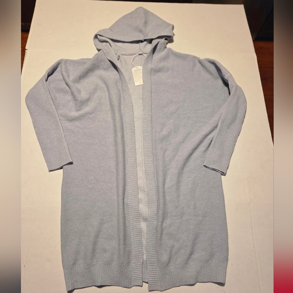 NWT Made With Love Light Blue Classic Knit Long Cardigan Sweater Size M